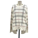 Barbour Rosefiled Knit Wool Blend Sweater In Whisper White Plaid Size US 14 Photo 2