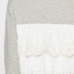 Joie  Devra White Eyelet Lace Layered Back Heathered Gray Sweatshirt Large NWT Photo 1