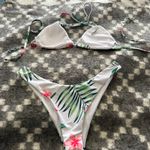 Cupshie Size Large Top Tropical Cheeky‎ Bottom Spaghetti Bikini Top Vacation White Size M Photo 2