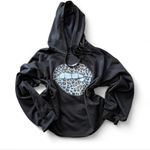 Cropped Leopard Lip Hoodie Black Size L Photo 2