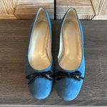 Talbots Women's Blue Suede Leather Flats Size 8N Bow Photo 1