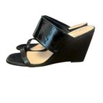 Unisa  Women’s Nietra Black Glossy Slide Heeled Wedge Sandals Size 9.5 Photo 2