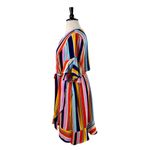 City Chic Wrap Dress Ruffle Sleeve Belted Pink Multi Stripe Women’s Plus Size 24 Photo 5