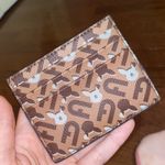 Furla NWOT  leather brown Monogram Credit Card Holder / Case Photo 4