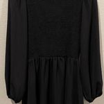 Molly Bracken Crewneck Long Puff Sleeve Black Mini Dress Photo 4
