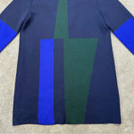St. John 100% Wool Long Sweater Cardigan Blazer Colorblock in Navy Green L Photo 7