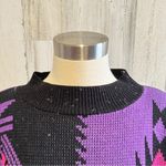 Vintage Southwestern Geometric Sweater One Size‎ Fits Most Aztec 80s 90s Black Size undefined Photo 4