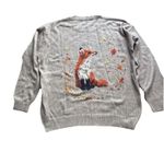 Fox Soft Large Sweater Crewneck Country Leaves Graphic Knit Tan Pullover Photo 7