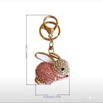 Pink Rabbit Bling Rhinestone Keychain or Charm Key —Makes a great Gift ~NEW~ Photo 3