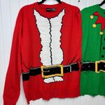 MAD Engine Siamese Santa & Elf Ugly Christmas Sweater Couples Holiday XL Red Photo 2