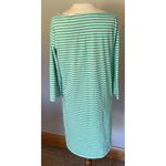 Garnet Hill Dress Womens 12 Green White Striped Cotton Casual Nautical Coastal Photo 4