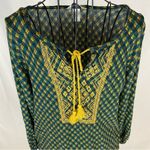 Christopher & Banks Green and Gold Boho Top with Tassels Women’s Size Medium Photo 48