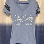 Exist  Heather Blue V-Neck Tee with Stripes Photo 0