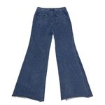 Anthropologie  Blue Jersey Knit Denim Wide Leg Bell Bottom Flare Leg Pants 29 Photo 2