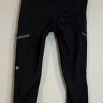 Lululemon  run your heart out cropped black leggings with pockets and logo zip Photo 0