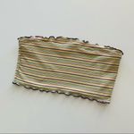 BP Multicolor Stripe Ribbed Lettuce Hem Crop Tube Top Large Photo 7
