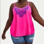 Torrid  Sophie Hot Pink Blue Floral Embroidered Chiffon Tank Top 0 Large Photo 5