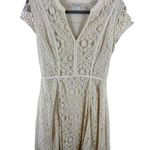 LC Lauren Conrad Cream Cap Sleeve Short Lightweight A-Line Lace Dress Size 8 Photo 0