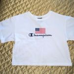 Champion crop top American flag USA monogram cropped tee white patriotic Photo 1
