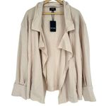 Heyson Cream Raw Hem Sweatshirt Style Open Jacket size 2X Long Sleeves NWT Photo 0