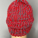 Red and Gray Hand Knitted Handmade Skull Cap Photo 3