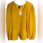 Ashley Stewart  Mustard Long Sleeve Peplum Top Photo 3