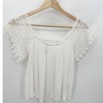 Alya Womens White Short Floral Lace Sleeve Top Size M Boho Resort Minimal Photo 0