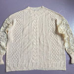 J.Crew J.‎ Crew Women's 2XL Beige Lace Knit Pullover Sweater Long Sleeve Photo 0