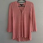 White House | Black Market WHBM‎ Lace Up Metallic Sweater Size Medium EUC Photo 2