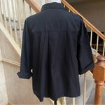 ZARA  Minimalist Black Short-Sleeve Button-Up cropped Shirt 100% Cotton Sz XL Photo 5