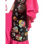 Oddy Blouse Womens Plus 3XL Pink Black Embroidered Boho Flutter Size undefined Photo 3