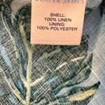 Draper James  Tropical Linen Top Puff Sleeve Monstera Floral Size 10 Tie Back Photo 4