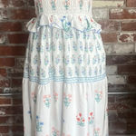 Floral White and Blue Maxi Dress Size L Size L Photo 0