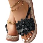 Unbranded cute black flower design strap slip ons! New Tan Size 7.5 Photo 0