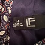 Leslie Fay Halter Geometric Babydoll Dress Women's 14 Navy Dainty Hippie Boho Photo 6