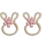Bunny Pearl Flower Cute Stud Earrings Multi Photo 0