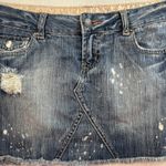 Rue 21 Vtg Y2K Jr 3 / 4 Low Rise Mini Skirt Denim Distressed Grunge Skater Punk Boho Photo 3