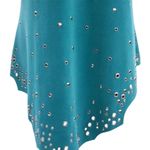 Donald Pliner Suede Leather Top S/M Embellished Tunic V Neck Aqua Turq $995 NWT Blue Size M Photo 2