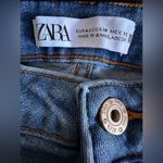 ZARA Jeans Size 8 Womens Skinny Mid Rise Dark Wash Blue Denim. Distressed. Photo 6