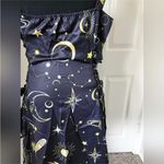 Black Celestial Print Dress Star Moon Lace Up Zipper XL Photo 4