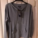 CHAPS Lace Up Sweatshirt Women Blue Rugged Blue Size Large Cotton Blend G2 Photo 7