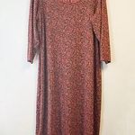 Peruvian Connection  Dress Pink & Burgundy Brocade Pattern Cotton Midi Sz XL EUC Photo 0