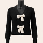 ee:some‎ Black Knit Bow Front Cardigan Sweater Women’s M Size M Photo 0