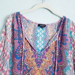 Tolani  Multicolor Bohemian Silk Tassel Tunic Dress Photo 3