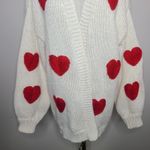 Bibi Heart Sweater Valentines Day Love Women's‎ Open Knit Cardigan Size XL White Photo 2