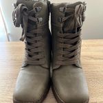 Crown Vintage Women Combat Lace Up Ankle Boots Size 8 Slate Charcoal Leather Brown Photo 1