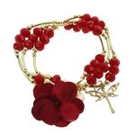 Plated Gold Flower Fin De Semana Bracelets Red Photo 1