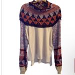 Free People  “swit the small stuff “ mock turtleneck in cream. Size large Photo 1