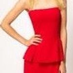 Mango MNG by  Kate Moss Red Strapless Peplum Dress Photo 2