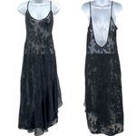 Vintage L.A. Intimates Sheer Floral Asymmetrical Midi Slip Dress Open Back Black Size L Photo 1